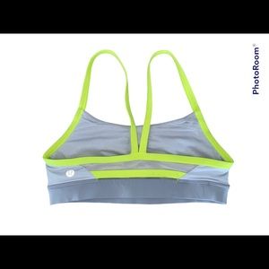 Lululemon sports bra in soft grey and bright yellow